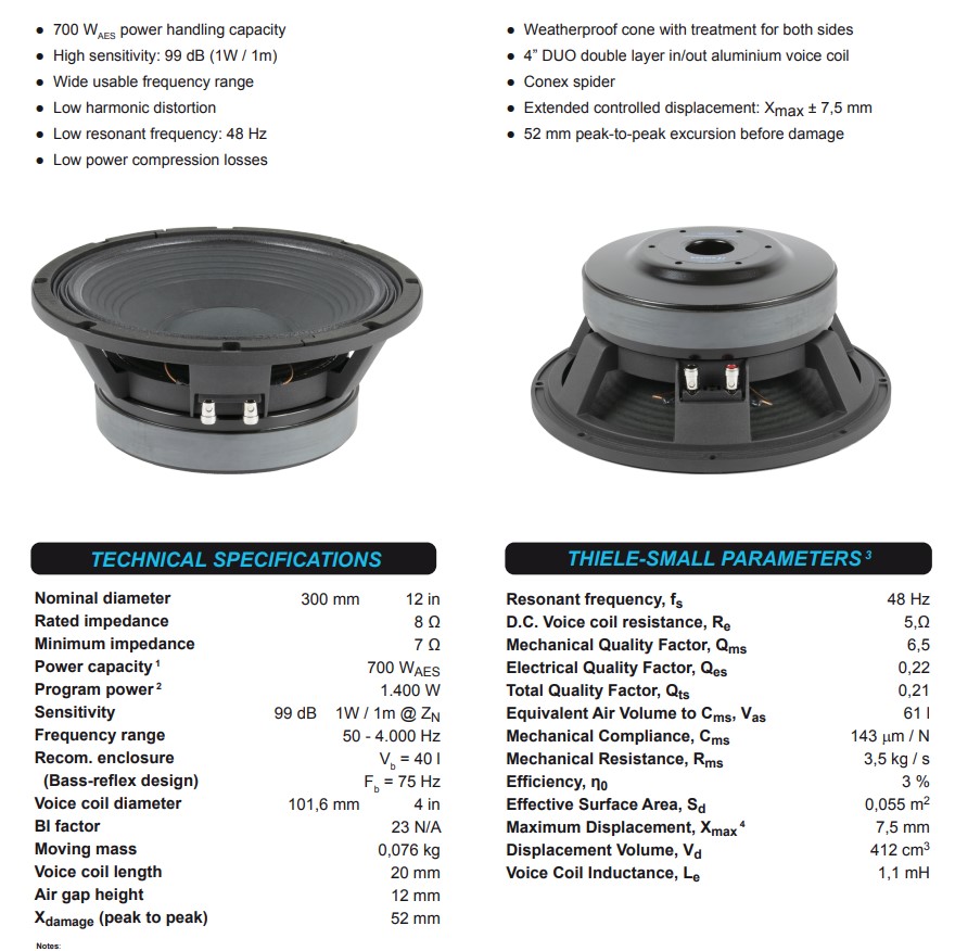 beyma 12인치 700W 12P80Fe/V2 --76423441765