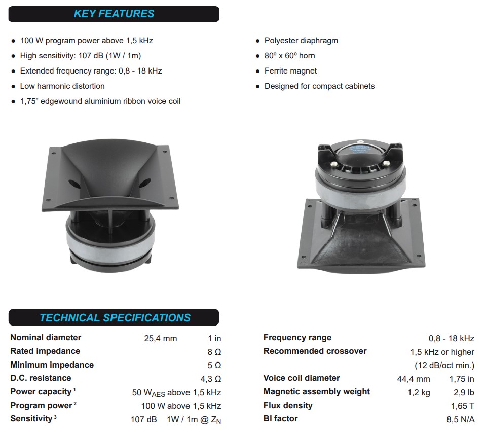 beyma 1inch 50W SMC-8060/N 고음드라이버+혼부착 --561351122