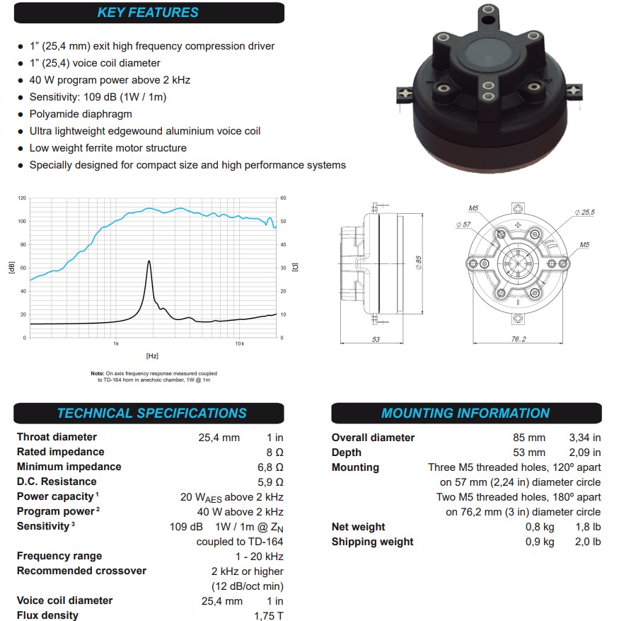 beyma 1inch 20W CD-1FE 고음드라이버 --58325234